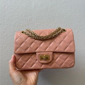CHANEL 2.55 Reissue Mini Blush/ Peach Diamond Quilted Crossbody Bag with GHW